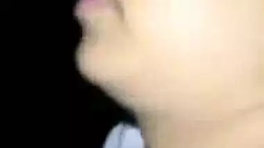 Cute Desi girlfriend kissing & boob pressing hindi audio