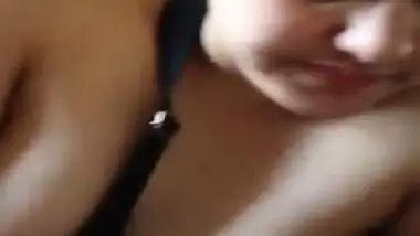 Cute Punjabi cousin sister sucking dick with boobs show