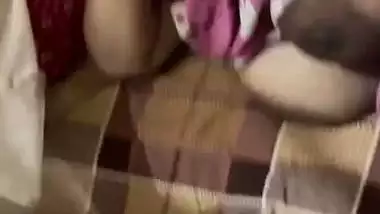 Son masturbating before mom with her big boobs shown