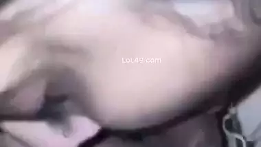 Hot boobs show by girlfriend during deep throat blowjob