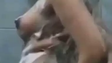 Naked beautiful desi lady bathing with video call