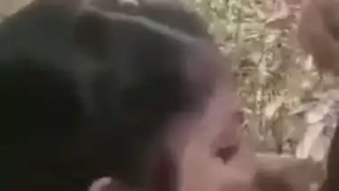 Lovely Desi XXX girl gives a hot blowjob outdoors till her boyfriend cum MMS