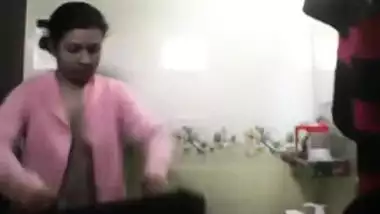 Solo sex video of shy Desi teen who rubs own XXX tits in bathroom