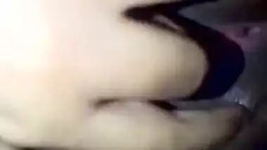 Very horny girl self boobs sucking and fingering hard