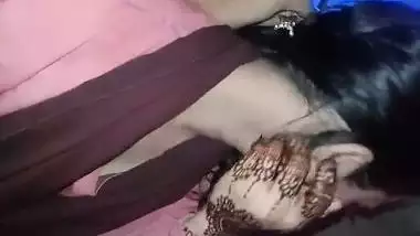Shy girlfriend sucking dick of lover through pant zip open