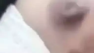 Cute expression during topless boobs show by Indian girl