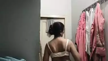 Mom changing dress caught on camera by horny son