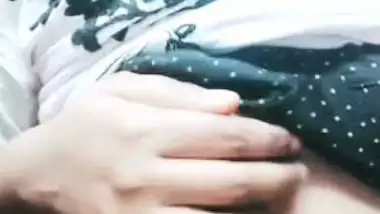 Desi girl in glasses plays with her soft boobs